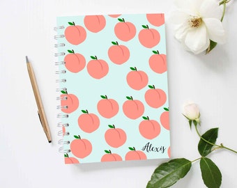 Personalized Peach Notebook, Personalized Notebook, Funny Fruit Notebook, Peaches Notebook, Pink Notebook, Peach Lover Gift, Cute Peach Gift