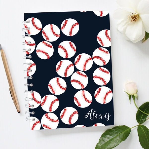 Personalized Baseball Notebook, Personalized Notebook Baseball, Blue Notebook, Baseball Lover Gift, Baseball Gift, Baseball Player Notebook,