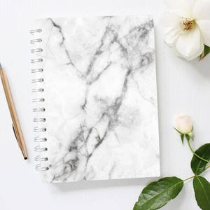 Grey Marble Notebook, Lined Notebook, Spiral Notebook, Lined Journal, Minimalist Notebook, Cute Notebook for Kids, Back to School Notebook image 1