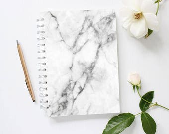 Grey Marble Notebook, Lined Notebook, Spiral Notebook, Lined Journal, Minimalist Notebook, Cute Notebook for Kids, Back to School Notebook