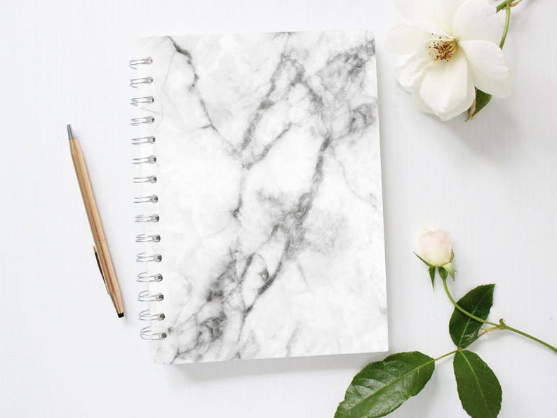 Grey Marble Notebook, Lined Notebook, Spiral Notebook, Lined Journal, Minimalist Notebook, Cute Notebook for Kids, Back to School Notebook image 1