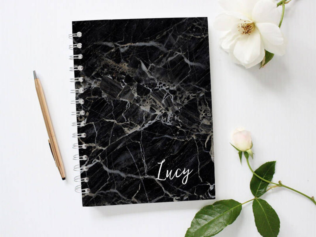 Custom Notebook Cover Black Marble Notebook Black Notebook - Etsy