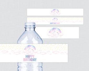 Instant Download Printable Unicorn Birthday Water Bottle Labels - Rainbow Unicorn Themed Birthday Party Bottle Labels - Unicorn Labels 0011