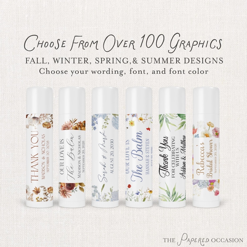 PRINTED Season Themed Labels for Lip Balm Containers - Choose Your ...
