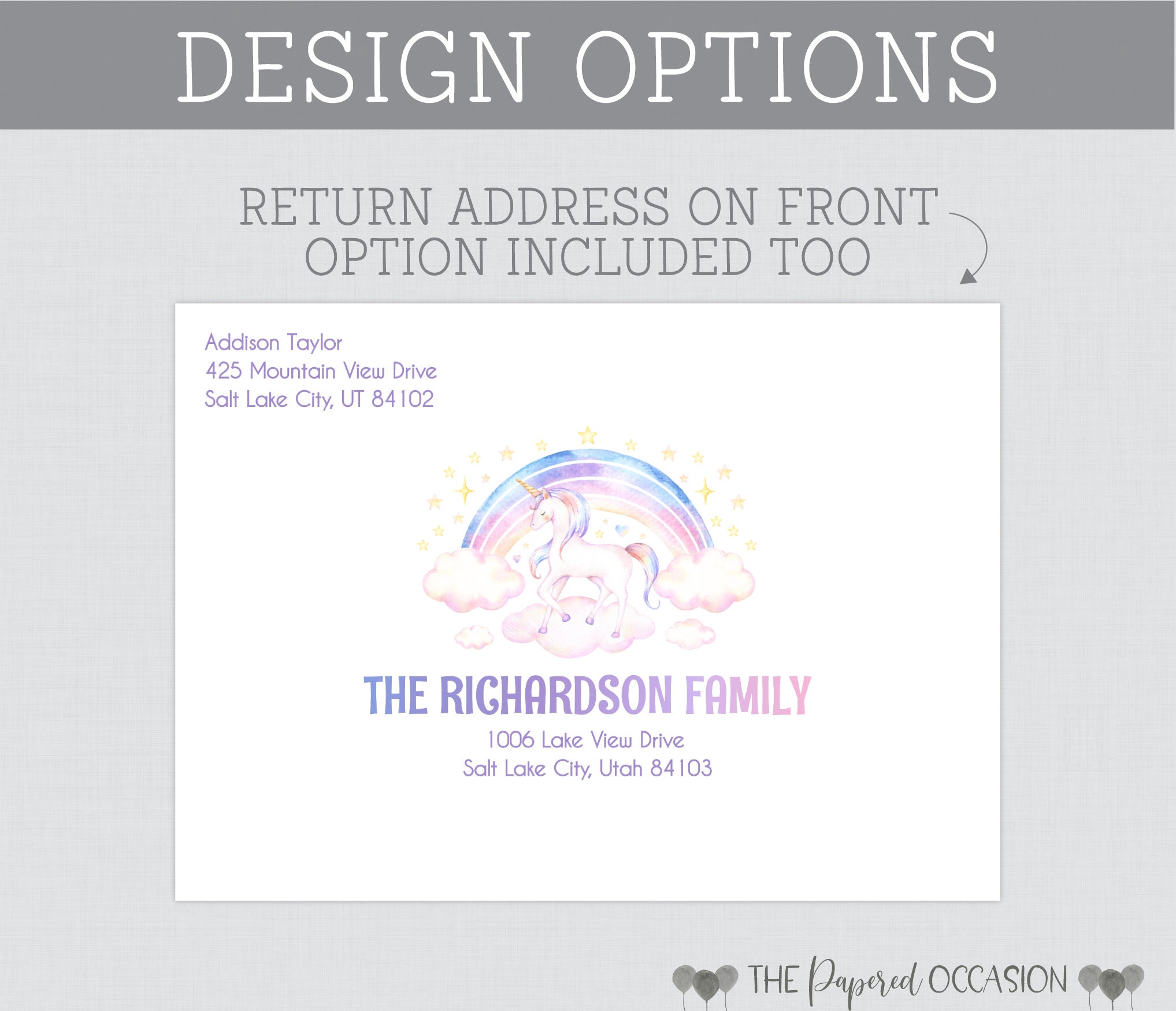 EDITABLE Unicorn Birthday Party Envelopes Editable Rainbow Unicorn ...