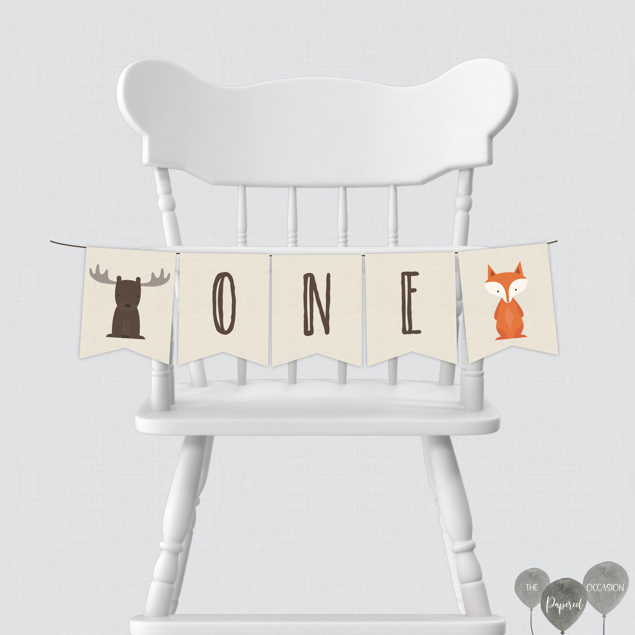 Instant Download Woodland High Chair Banner - Printable Woodland Animal ...