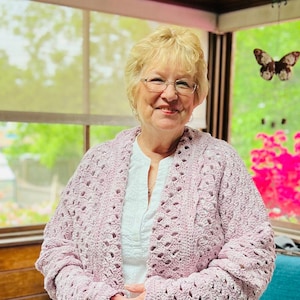 Plus Size Cotton Pink Lace Cardigan
