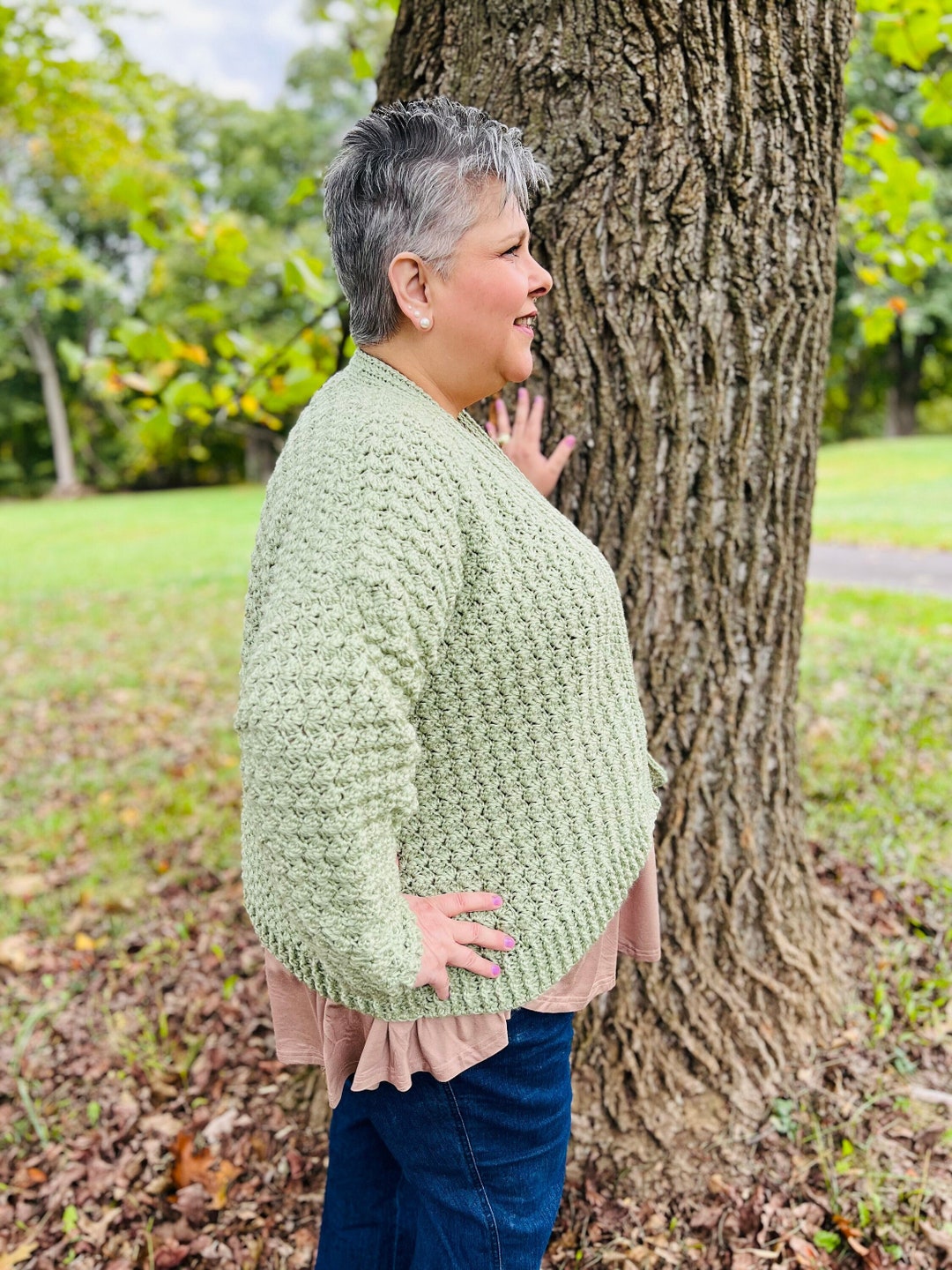Layers of Luxe Dark Sage Green Velvet Long Cardigan