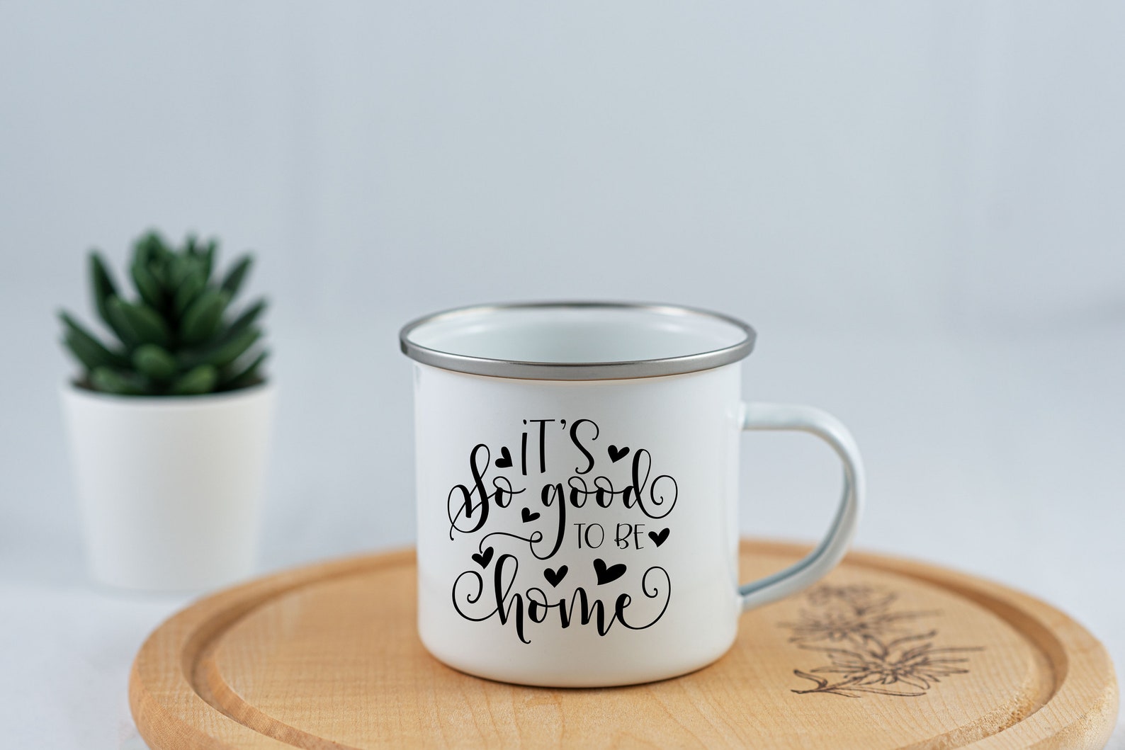 White Metal Mug 360 ml Lodge in the Mountains Camping Mug Etsy