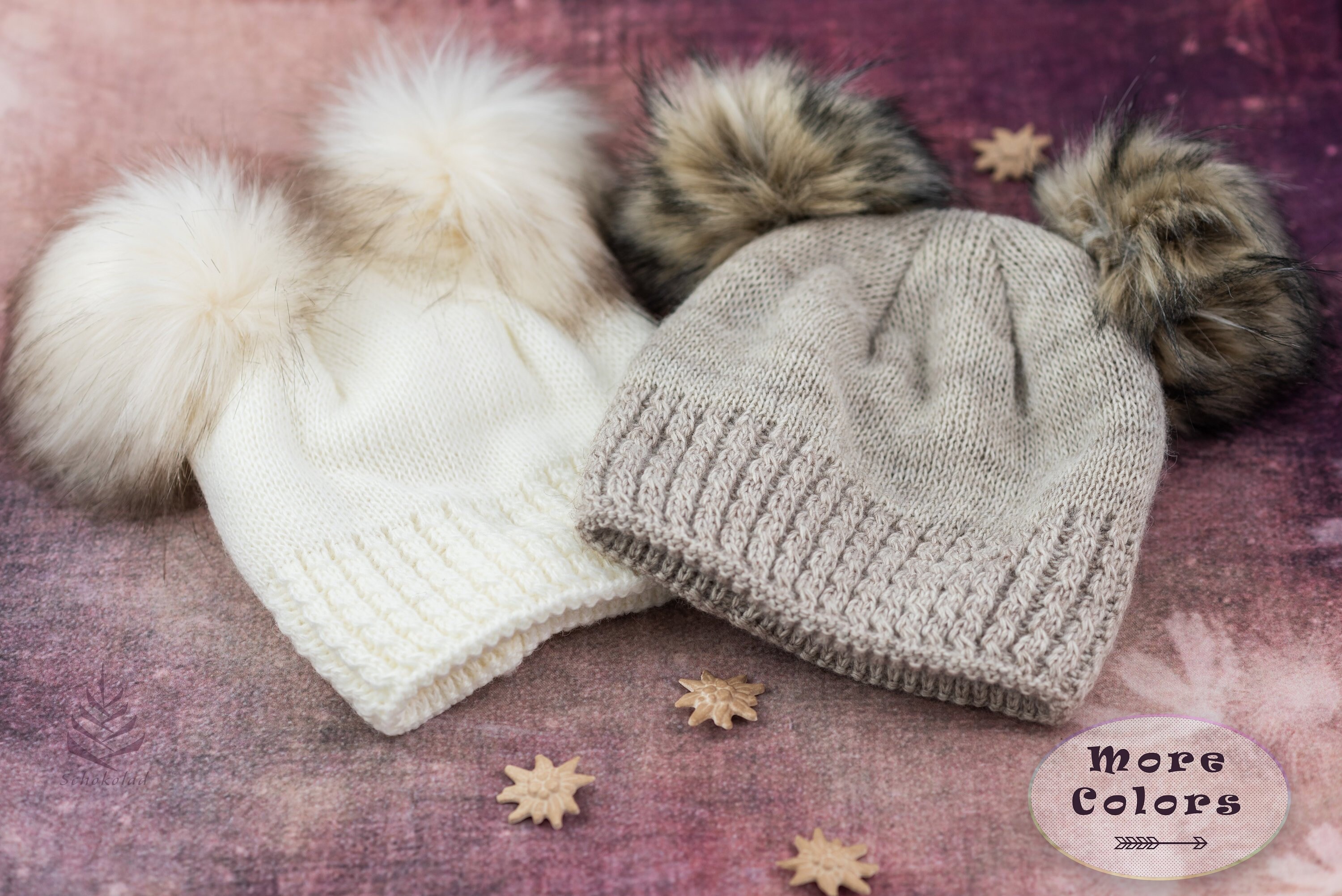 ladies fur pom pom hat