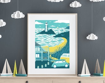 Godrevy, Cornwall - Original, digital art print