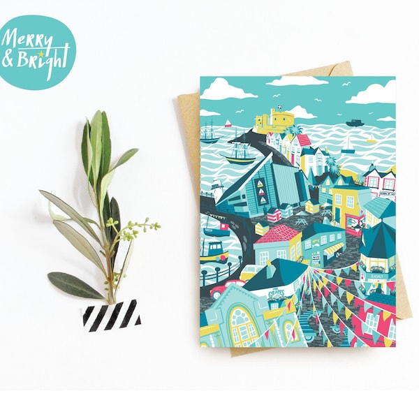 Falmouth, Cornwall - Greetings Card / Original design