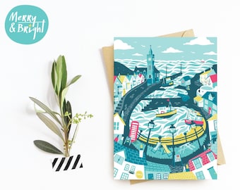 Porthleven, Cornwall - Greetings Card / Original design