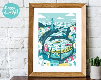 Porthleven, Cornwall - Original, digital art print