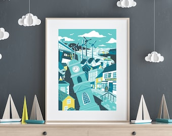 Penryn, Cornwall Art Print / Original, digital art print