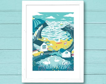 Swanpool, near Falmouth, Cornwall - Original, digital art print