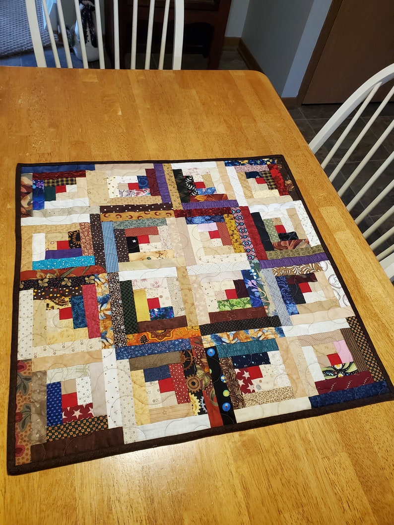 Quilted Scrap Log Cabin Table Topper/wallhanging, Handmade - Etsy