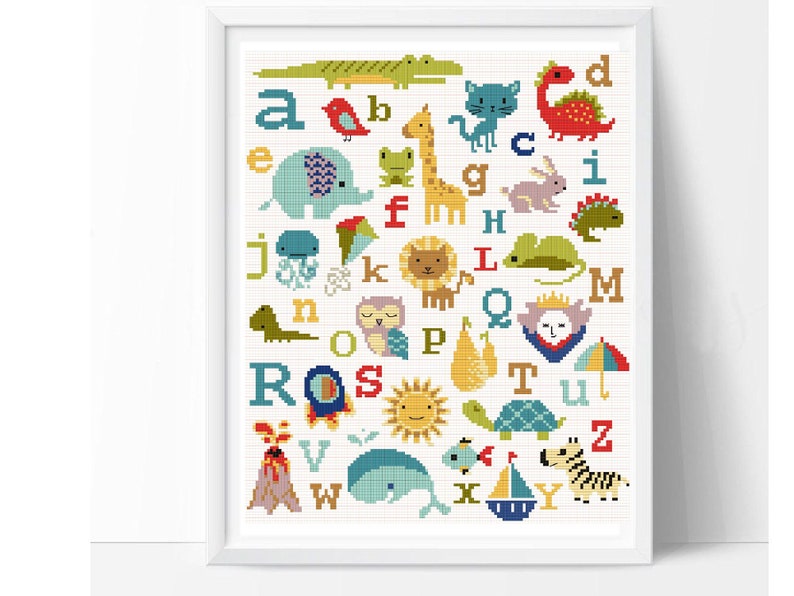 Nursery alphabet cross stitch pattern baby alphabet cross Etsy