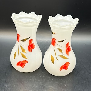 Bartlett and Collins MCM bud vases frosted hand painted