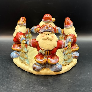 Santa Pillar Candle Holder: Christmas Decoration