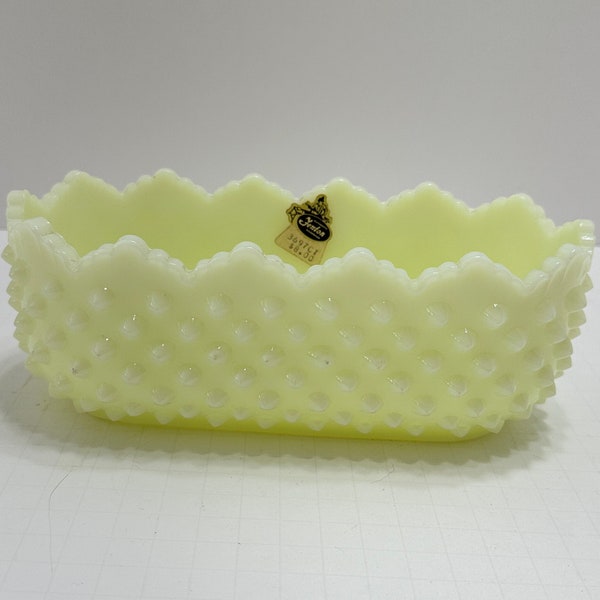 Fenton custard glass hobnail planter or centerpiece