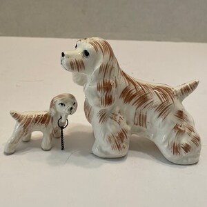 Spaniels Vintage  dog figurine set spaniels chained together
