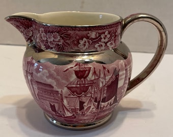 Wedgwood pitcher jug purple plum transfer ware clipper ships