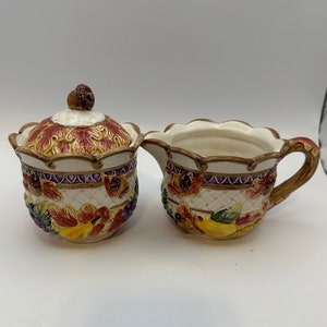 Fitz and Floyd Harvest Acorn Time Fall sugar and creamer