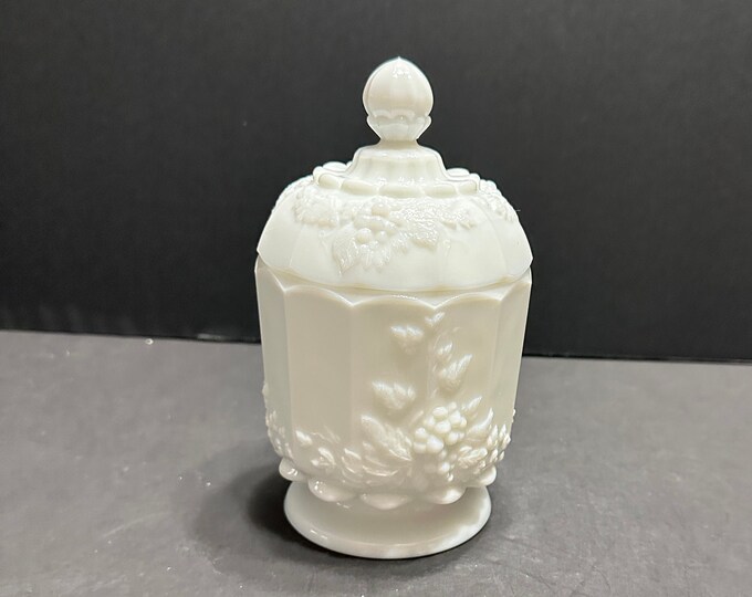 Westmoreland Glass Milk Glass Canister Biscuit Jar Cookie Jar Etsy