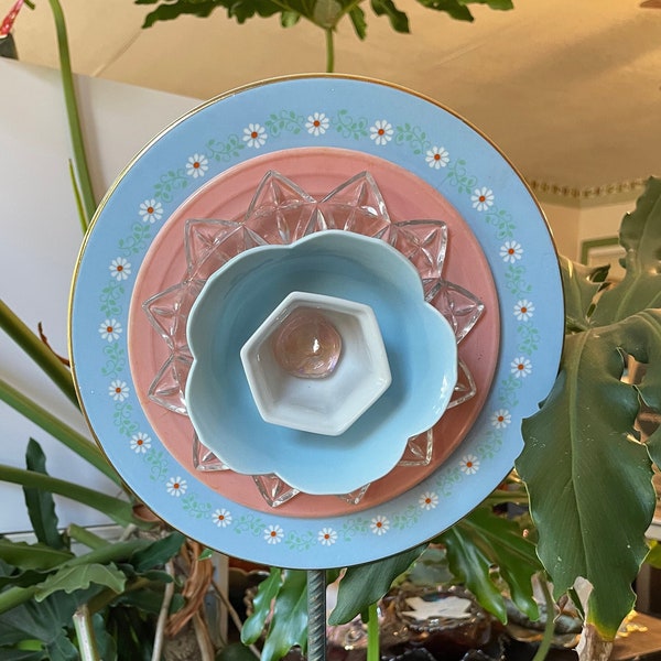 Glass Plate Flower Etsy