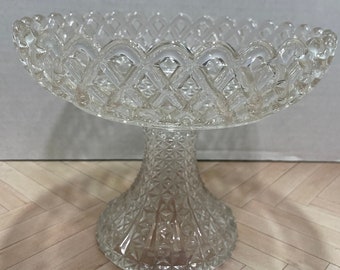 Pedestal bowl Imperial Glass diamond cut lace edge pedestal bowl