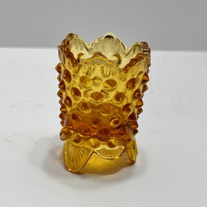 Fenton hobnail amber toothpick holder