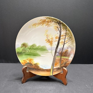 Hand Painted Decorative Plate lake and tree scene