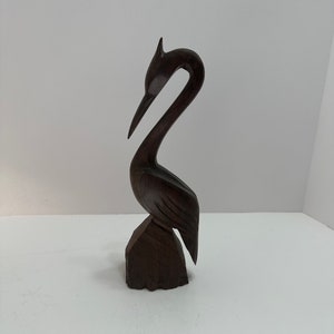 Hand carved stork or crane figurine wooden ironwood