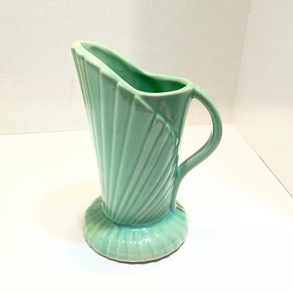 Pitcher Seafoam green shell motif pitcher or fan motif pitcher