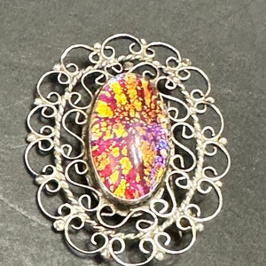 Sterling silver broach or pendant with art glass