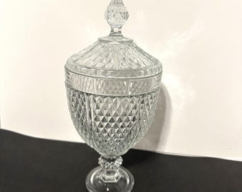 Glass Bonbonniere candy dish with lid made in Turkey