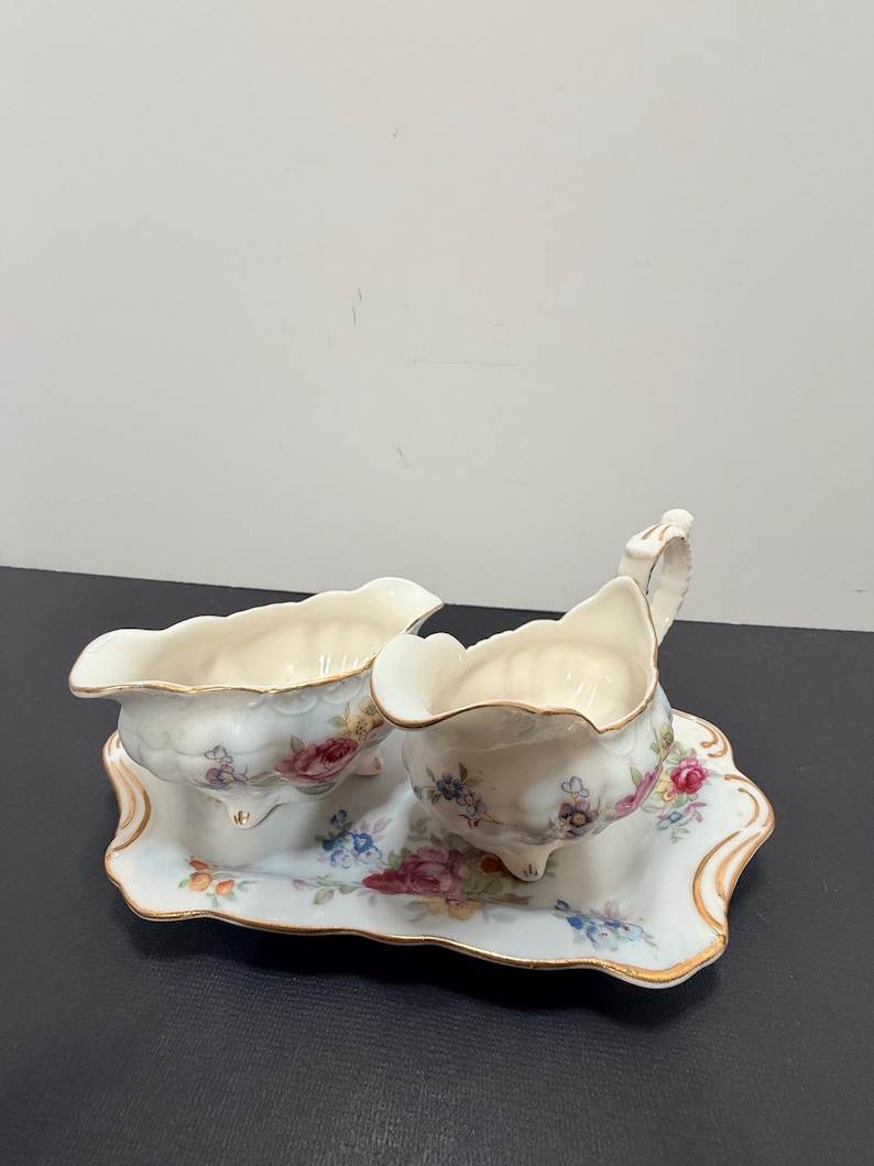 Hand Painted Porcelain Sugar and Creamer Set With Small Tray - Etsy
