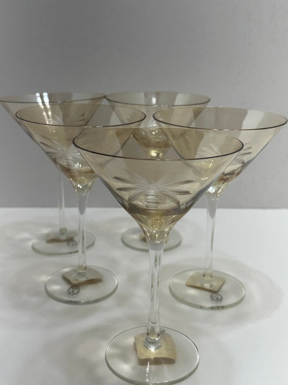 Etched Palm Martini Glasses - Set of 2