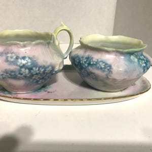 Vintage Crown BRC Moliere Porcelain Sugar, Creamer & Tray Set