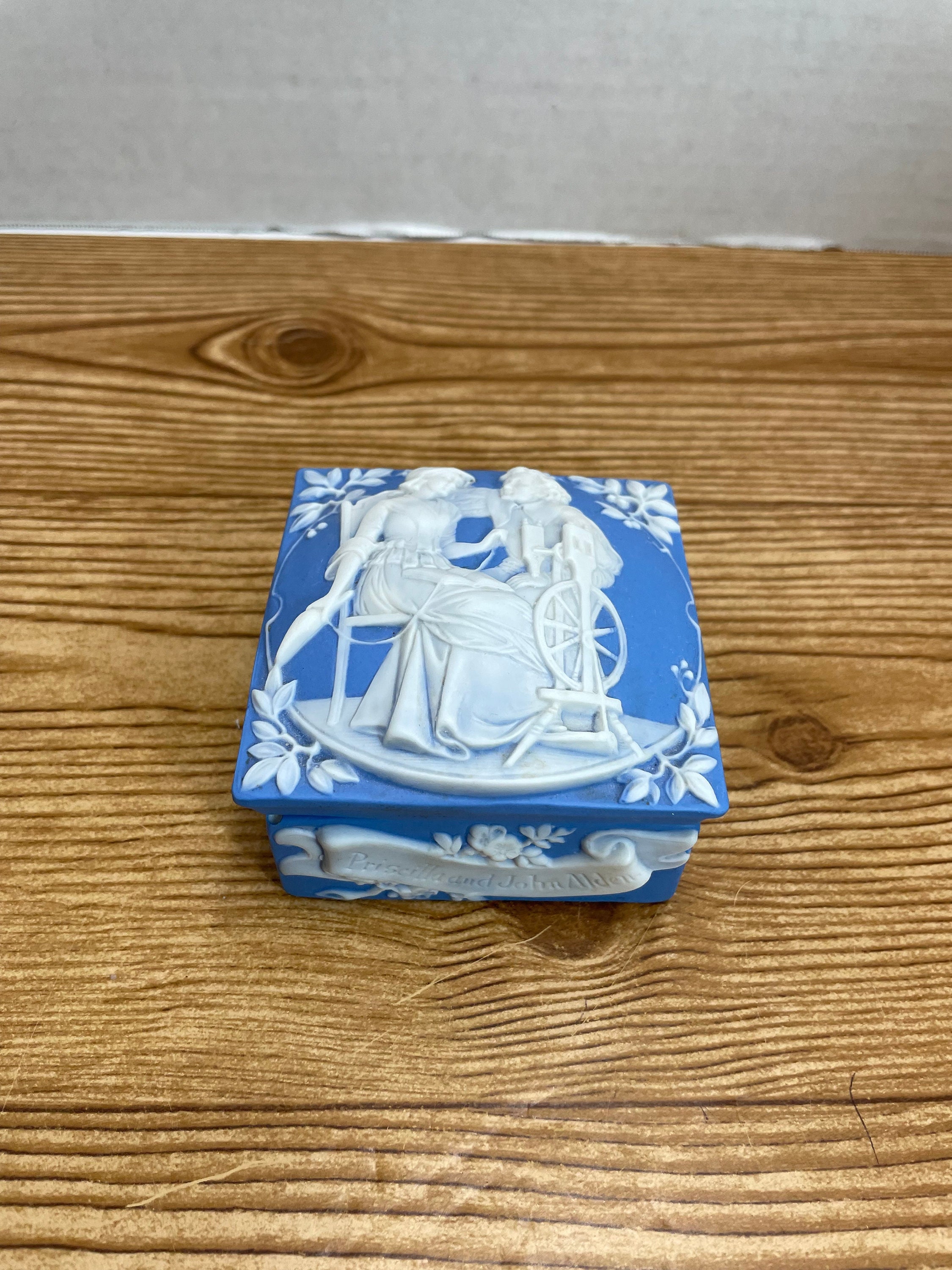 Priscilla John Alden Blue Jasperware Trinket Box Schafer And - Etsy