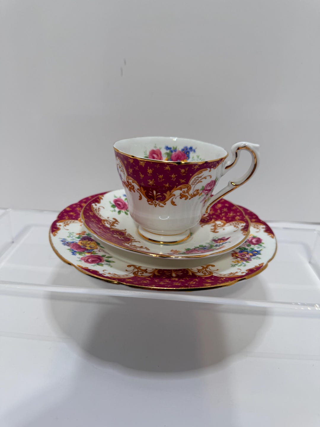 Paragon Rockingham Blue Vintage Teacup and Saucer Dessert Plate Paragon Rockingham Pattern - Etsy