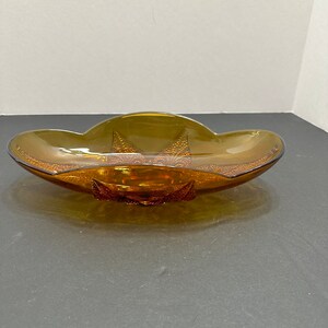 Anchor Hocking Amber Glass Relish Dish: Renaissance Gold Celery Serving