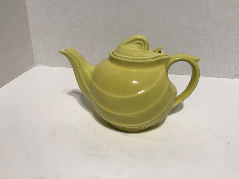 Hall tea pot canary yellow parade pattern