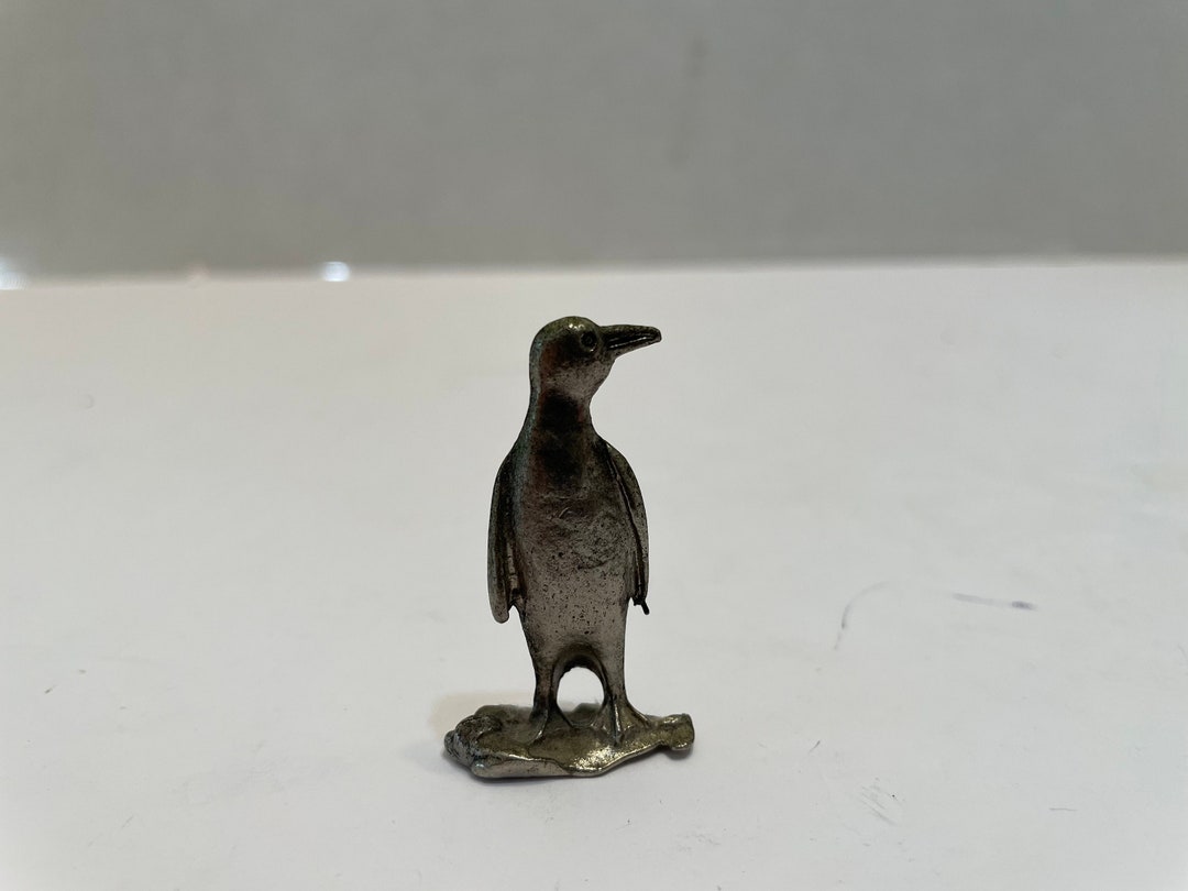 Flat Pewter Penguin Figurine Etsy
