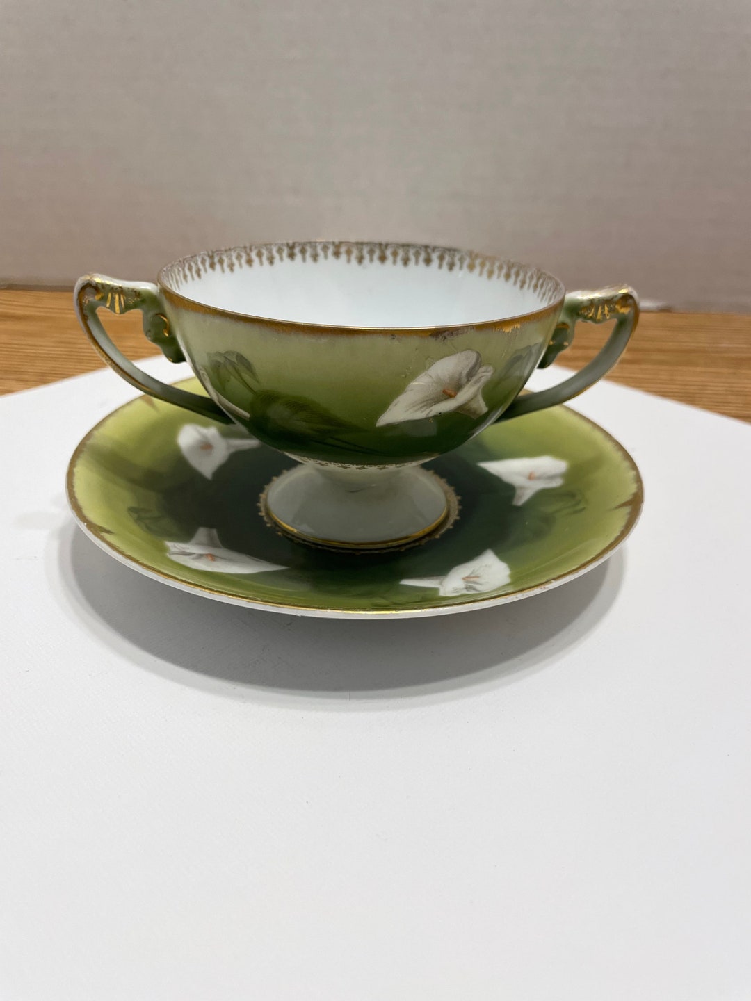 Bavarian 2 Handled Bouillon Cup and Saucer Philip Rosenthal and Co