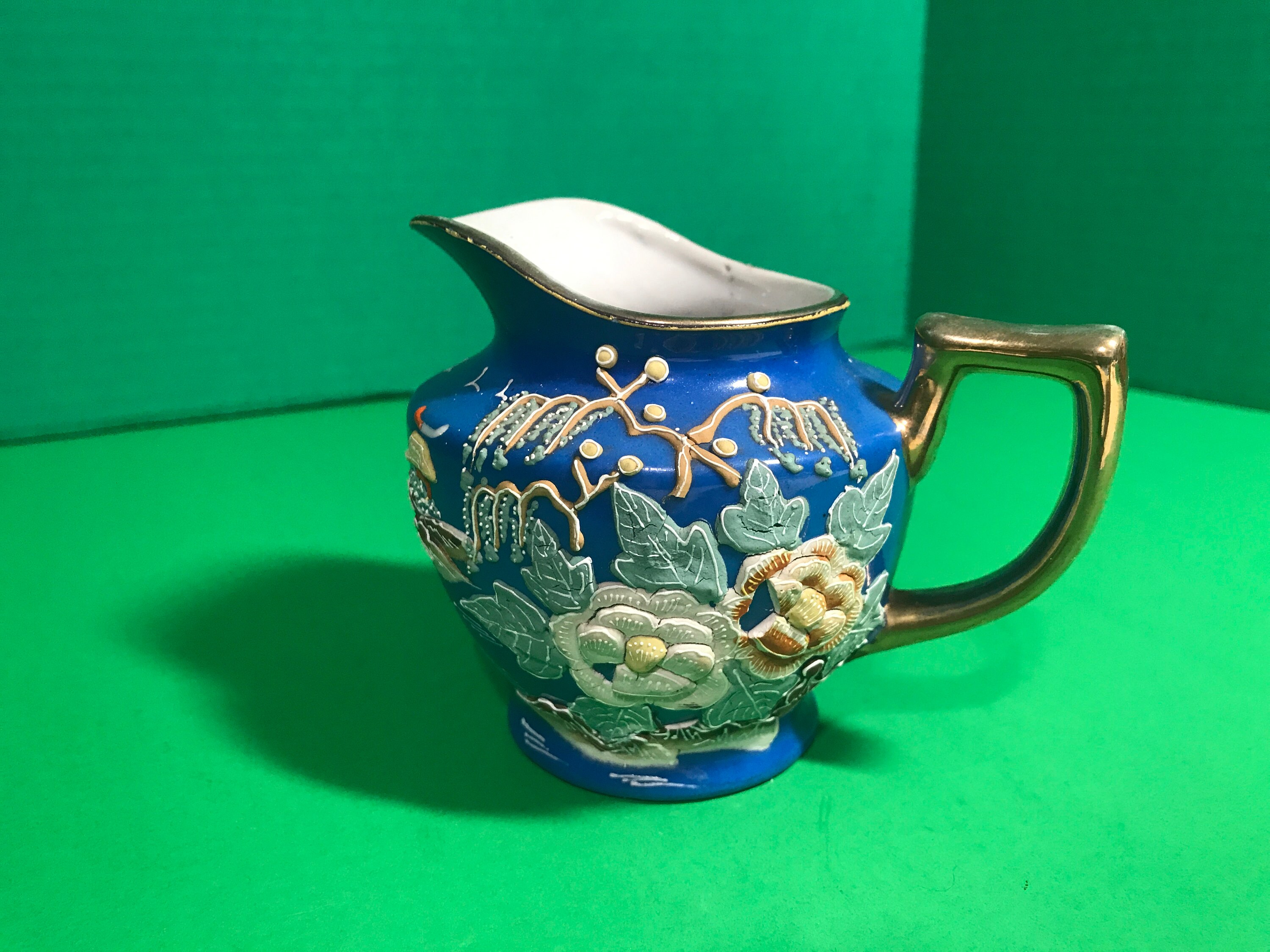 Creamer Made in Japan Raised Painted Design Blue Etsy