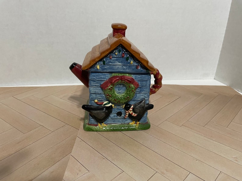 Debbie Mumm Sakura Mini Teapot Christmas Theme Black Birds Etsy