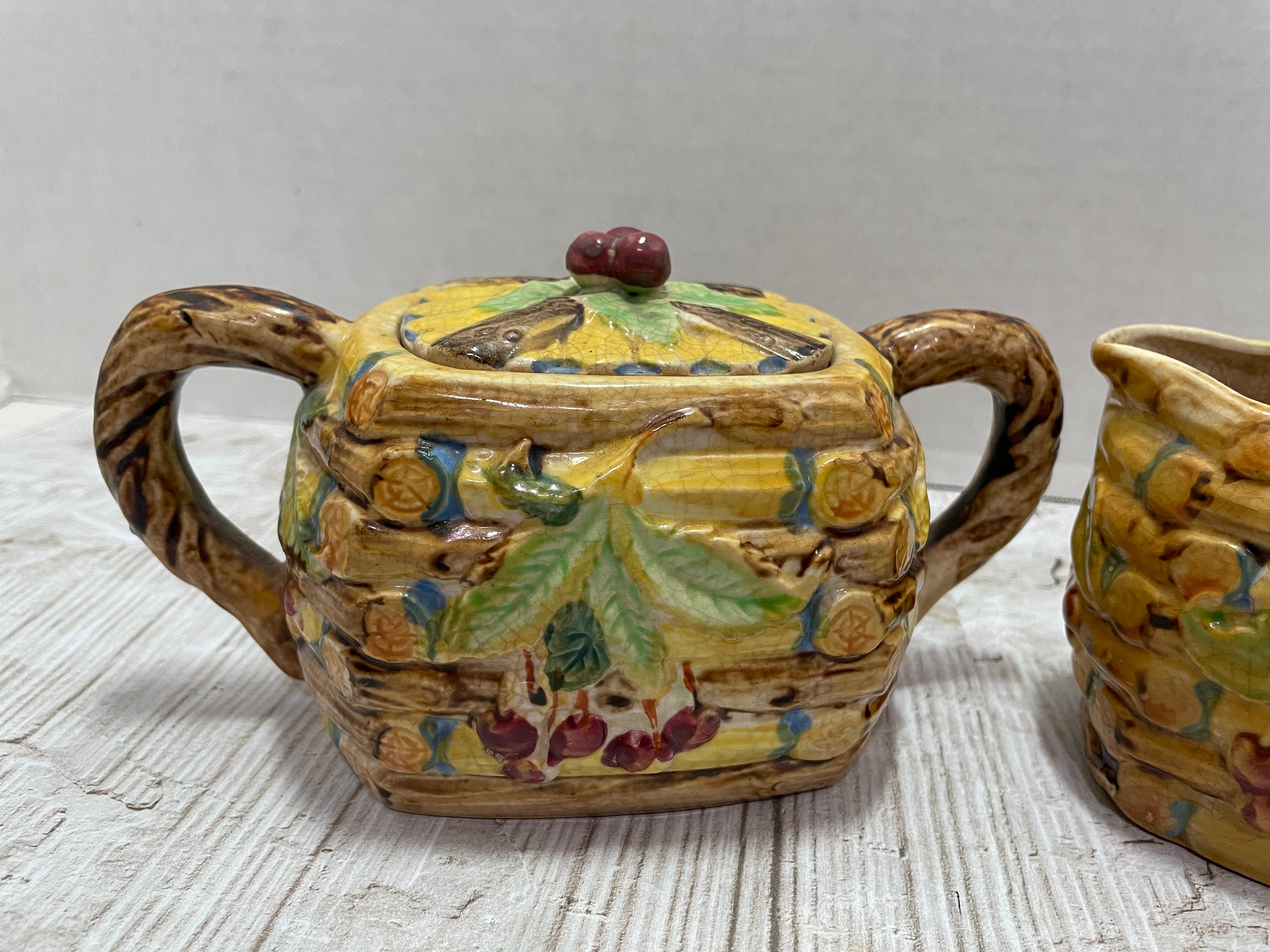 Sugar Creamer Japanese Majolica Ware Cottage Ware Vintage Etsy