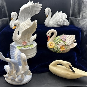 Swan Figurines trinket box music box your choice